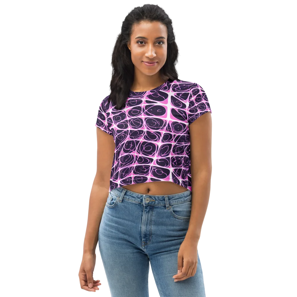 Pink Nebula on Crop Tee — Front