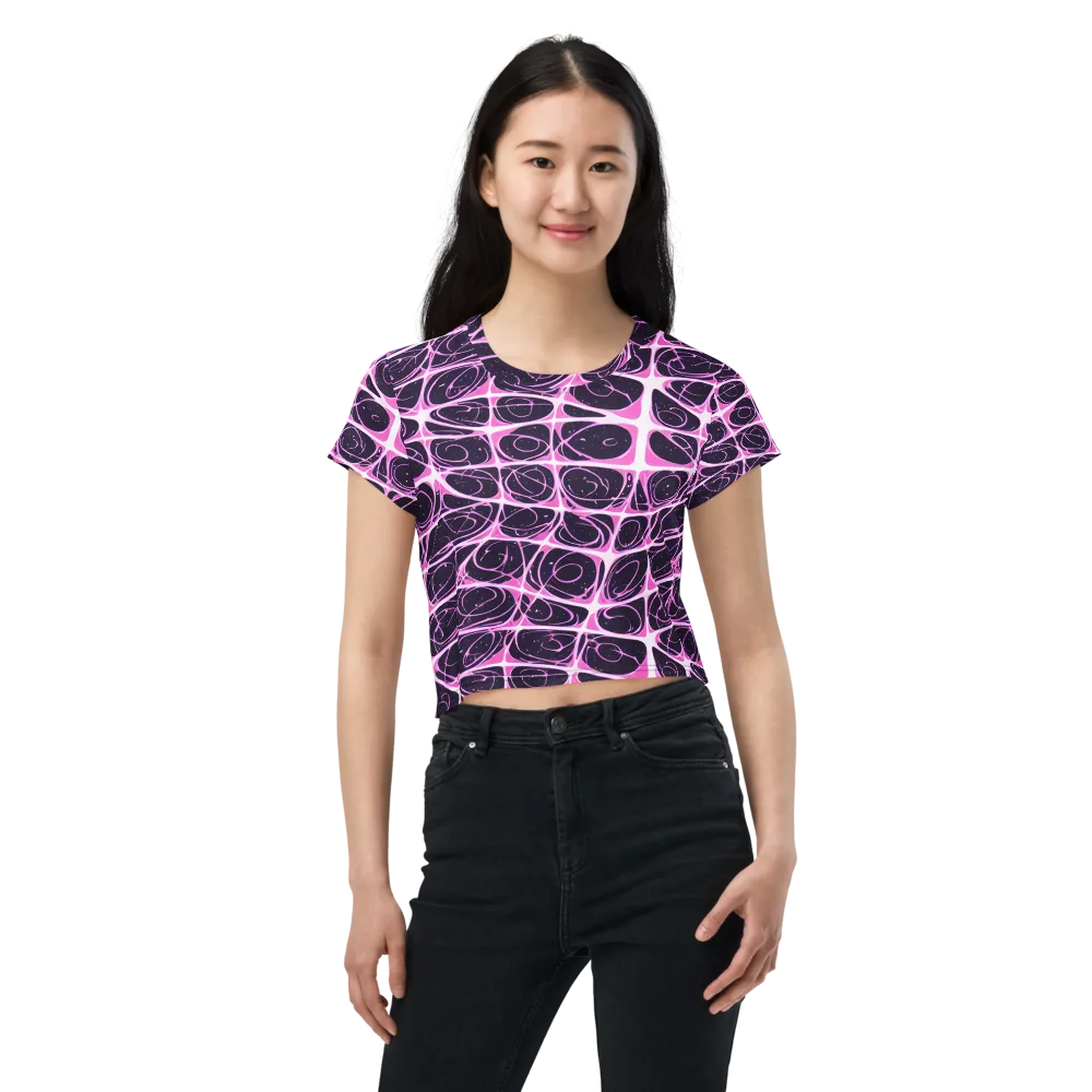 Pink Nebula on Crop Tee — Front
