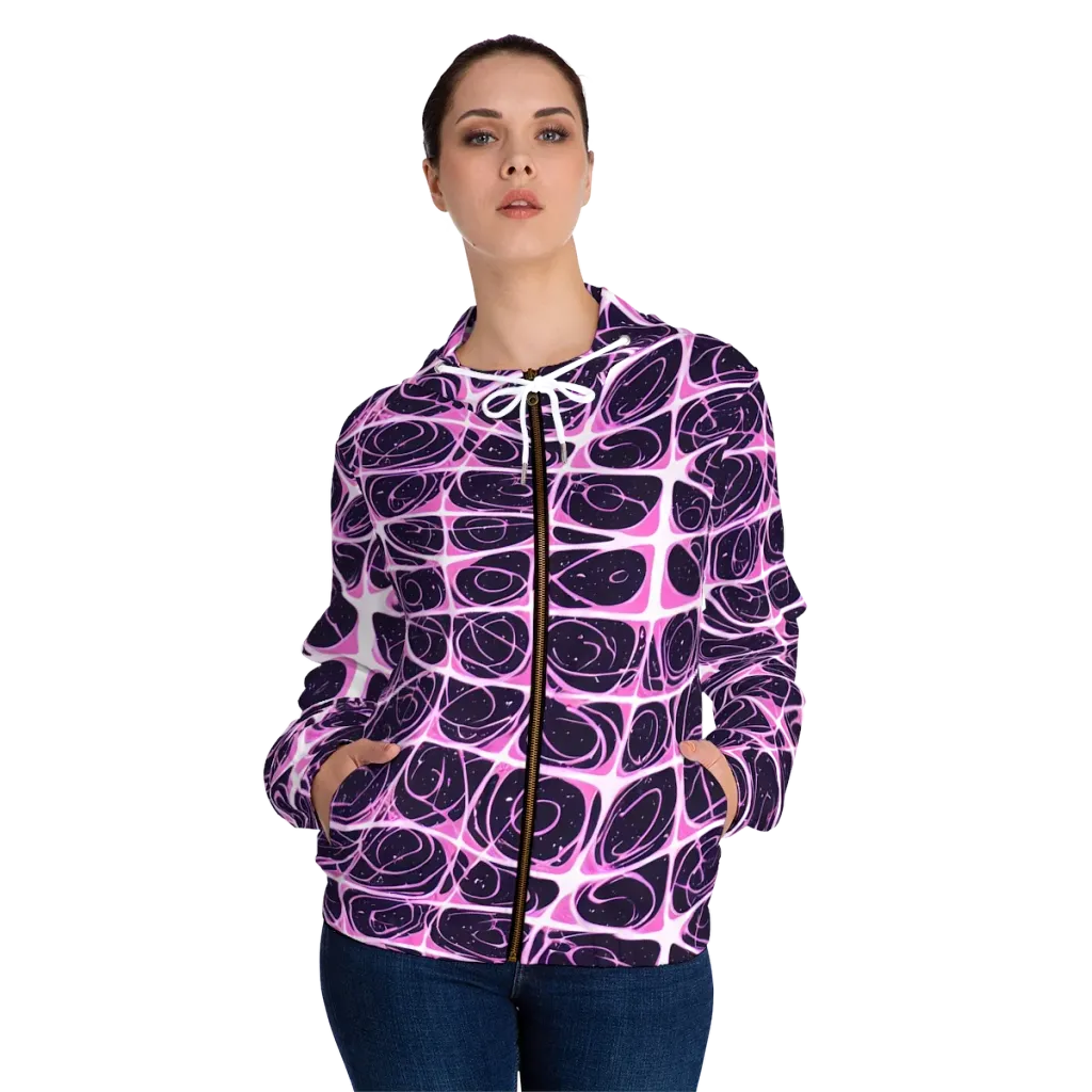 Pink Nebula on Women's Full-Zip Hoodie — Front On Person