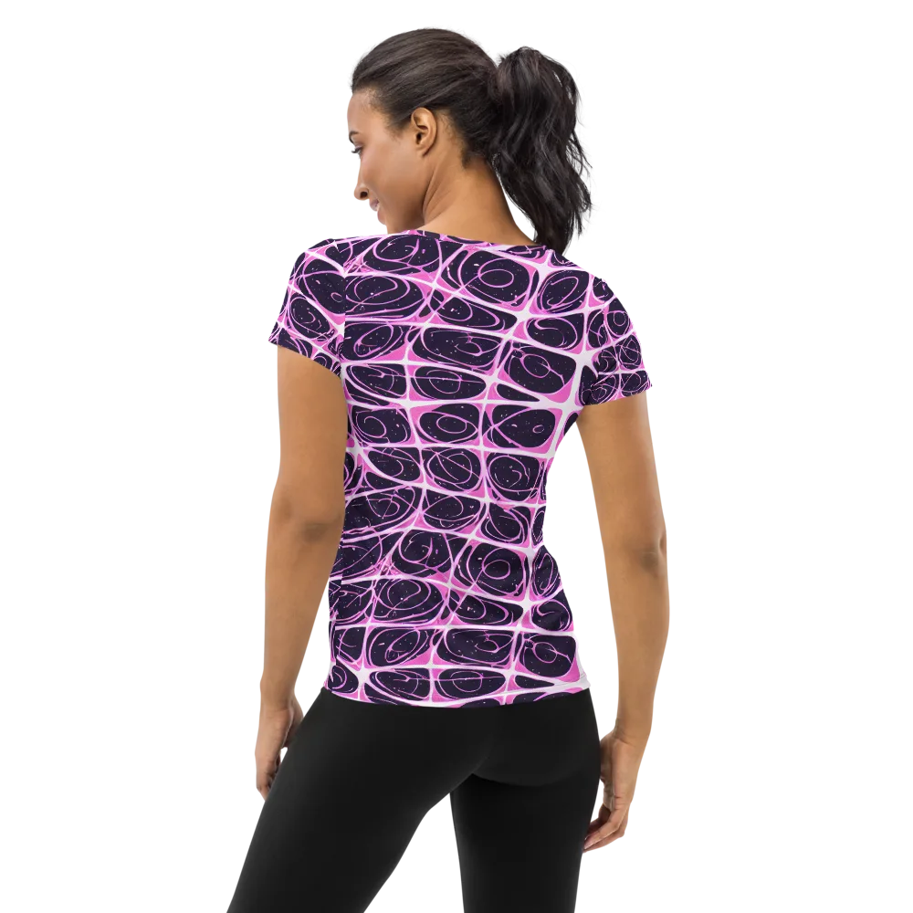 Pink Nebula on Women's Athletic T-Shirt — Back