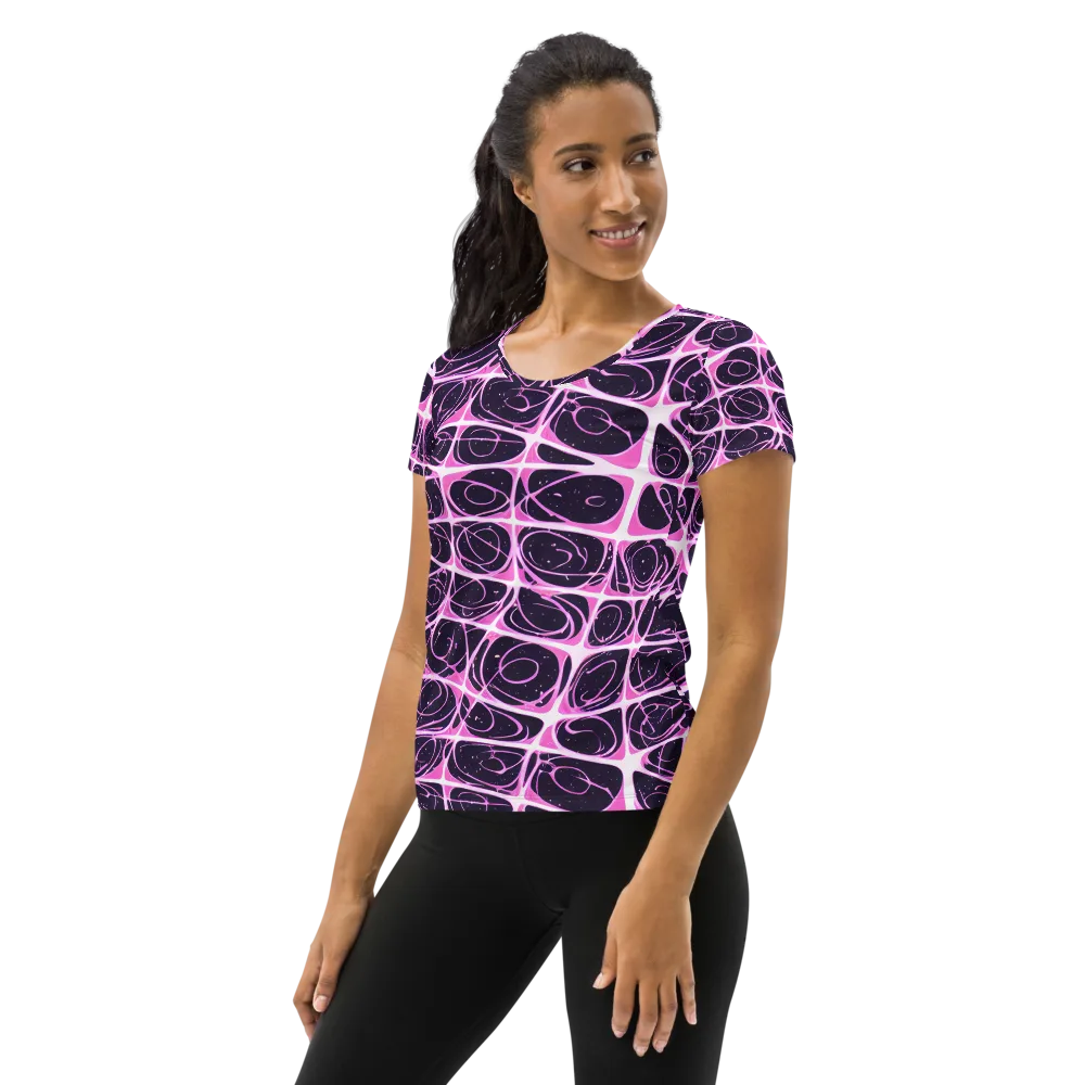 Pink Nebula on Women's Athletic T-Shirt — Left