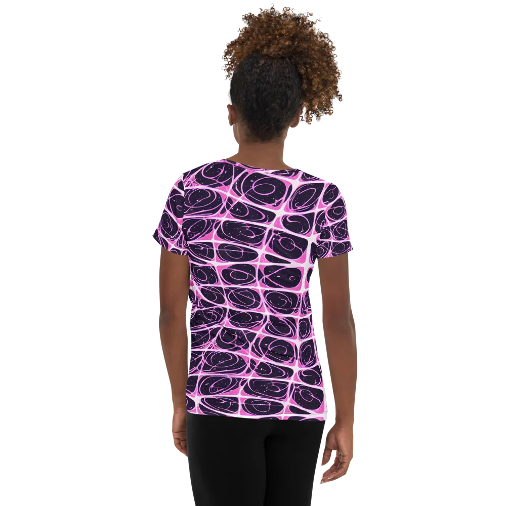 Pink Nebula on Women's Athletic T-Shirt — Back