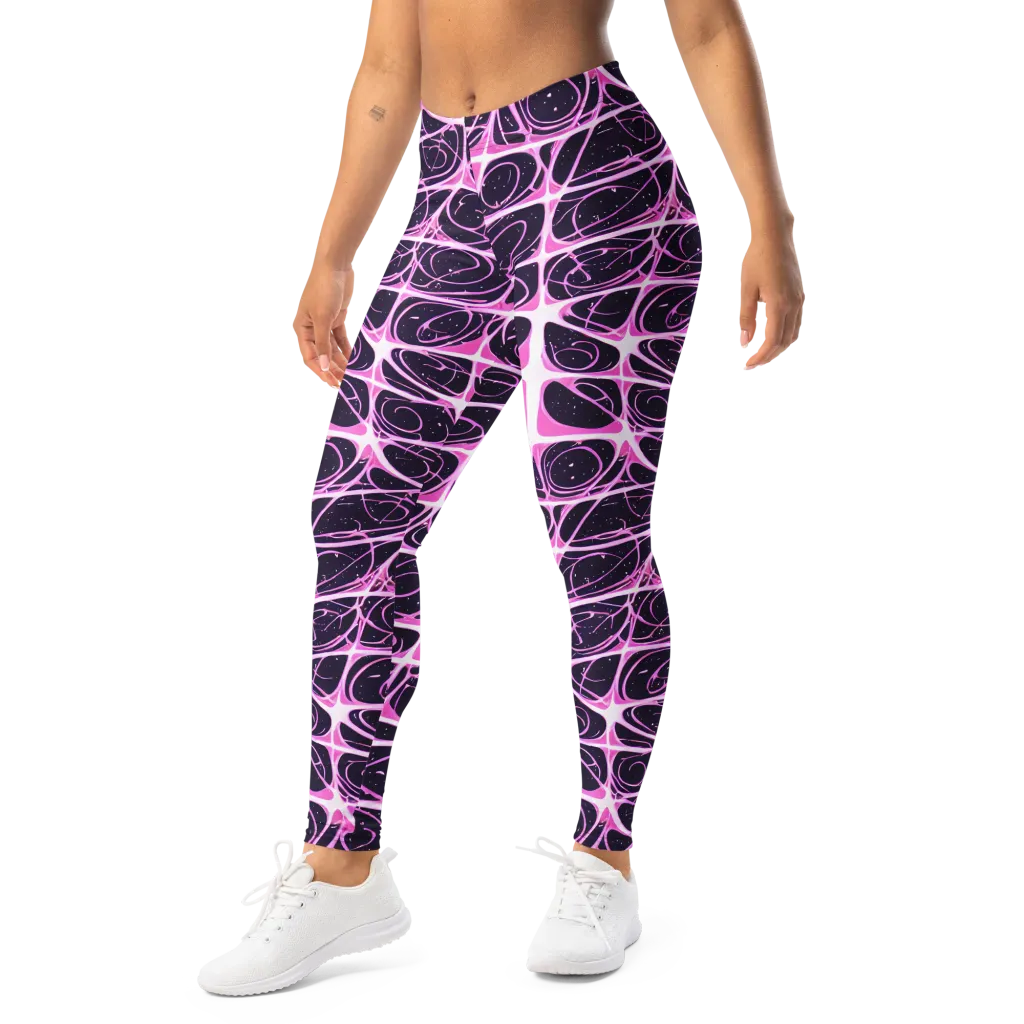 Pink Nebula on Leggings — Left Front
