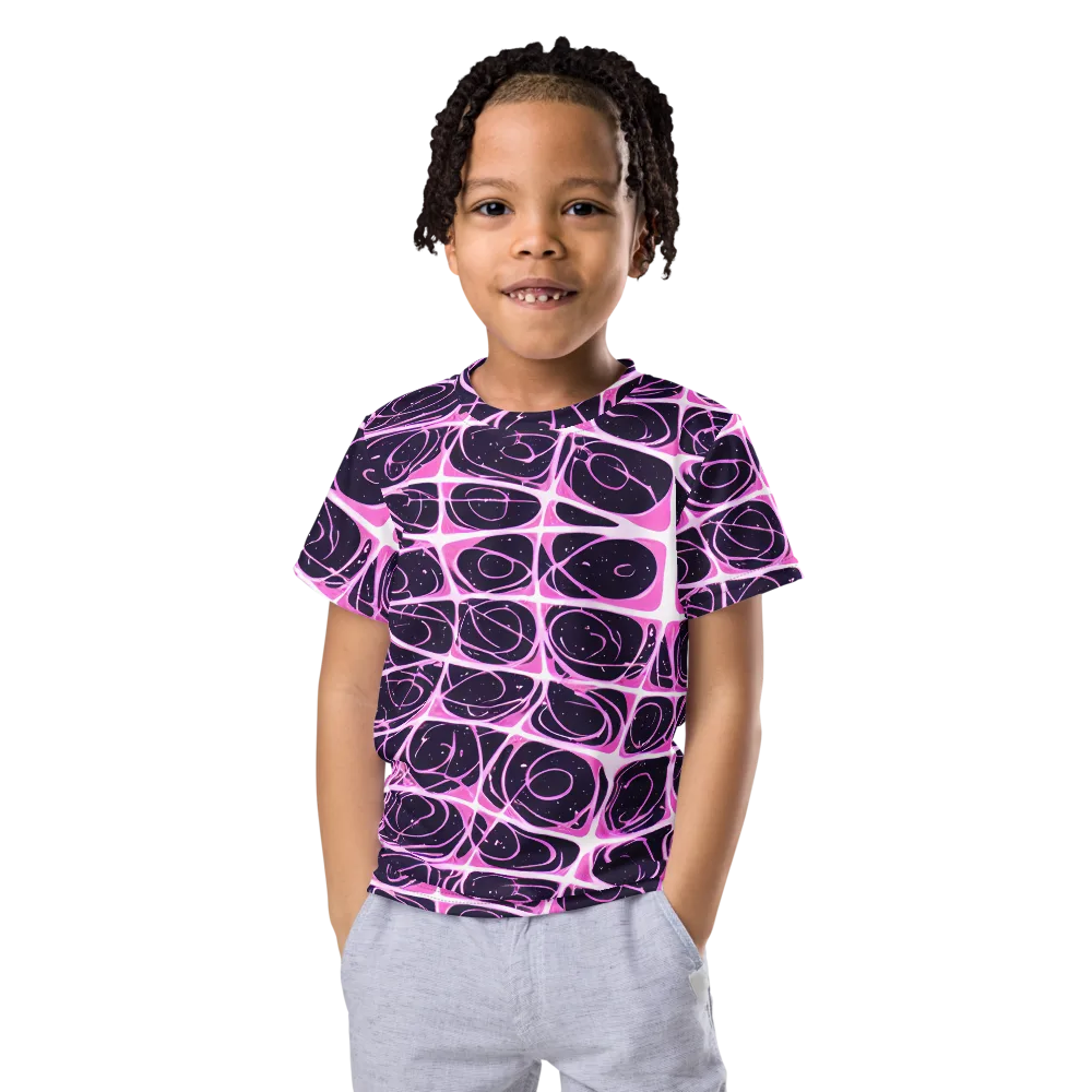 Pink Nebula on Kids Crew Neck T-Shirt — Front