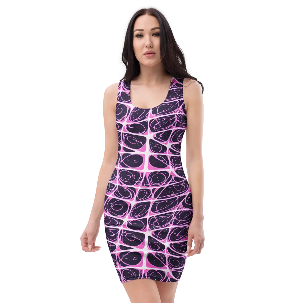 Pink Nebula on Bodycon Dress — Front