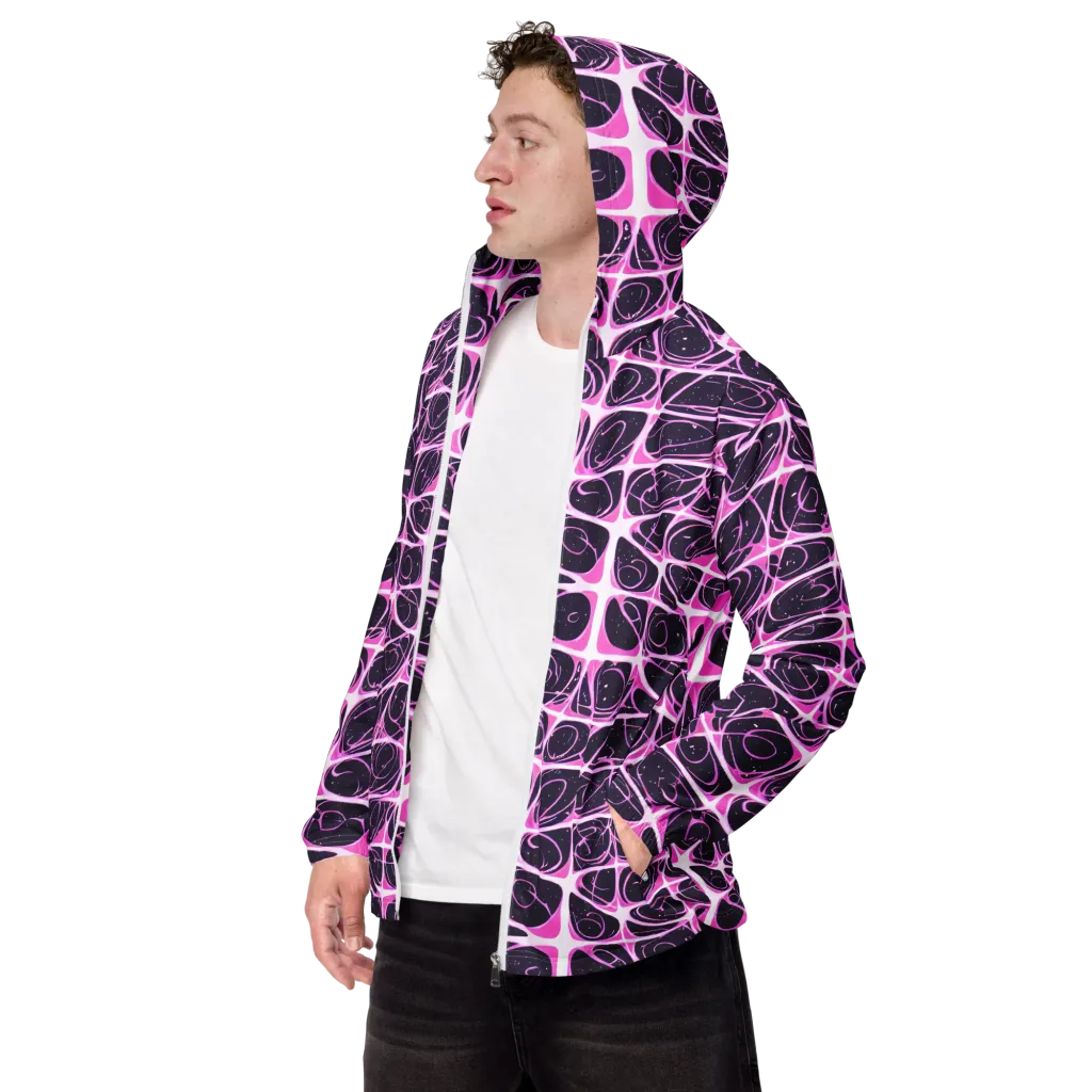 Pink Nebula on Men's Windbreaker — Left Front