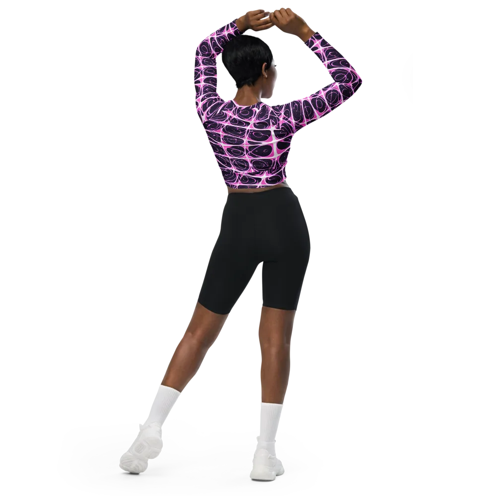 Pink Nebula on Long Sleeve Crop Top — Back