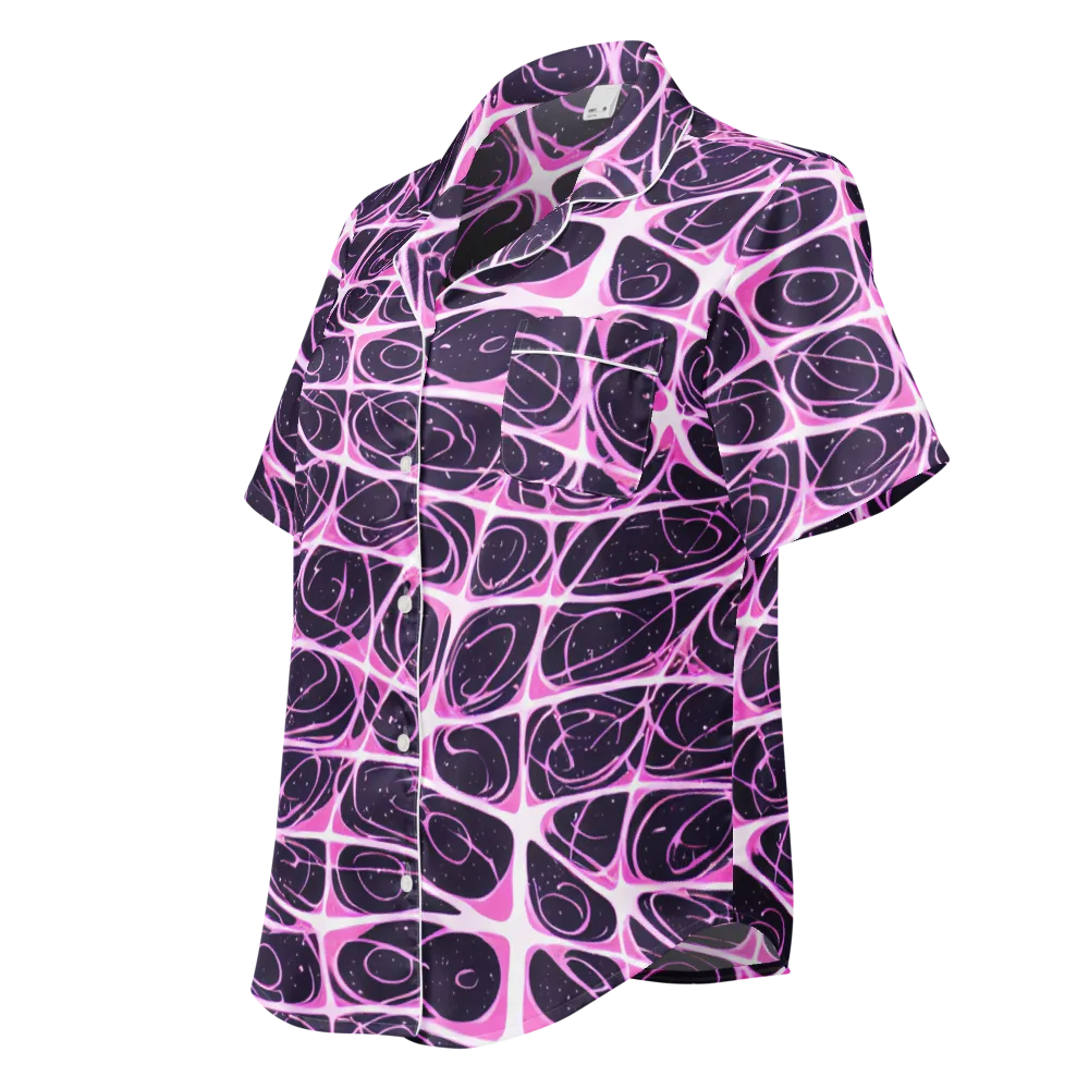 Pink Nebula on Women's Short Sleeve Pajama Top — Left Front