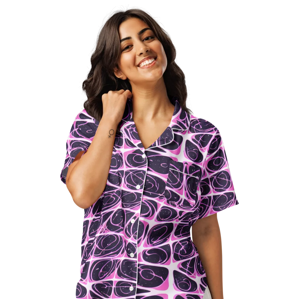 Pink Nebula on Women's Short Sleeve Pajama Top — Front