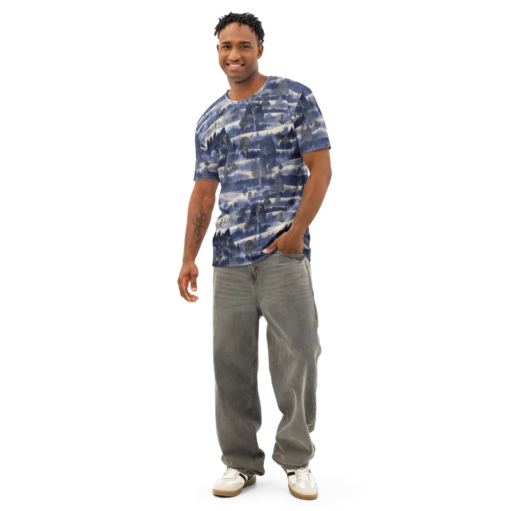 Indigo Winterwood on Men's Cotton Crew Neck T-Shirt — Front