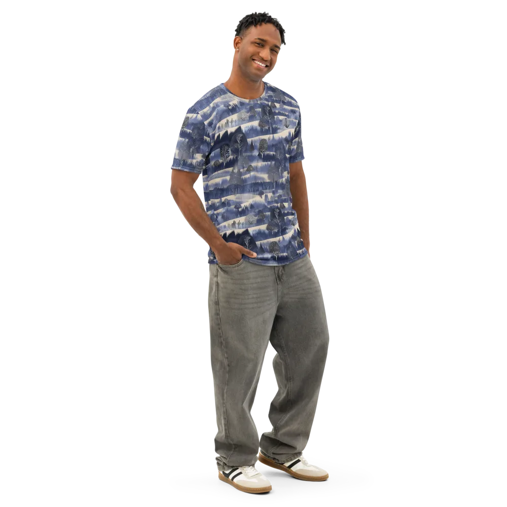 Indigo Winterwood on Men's Cotton Crew Neck T-Shirt — Right Front