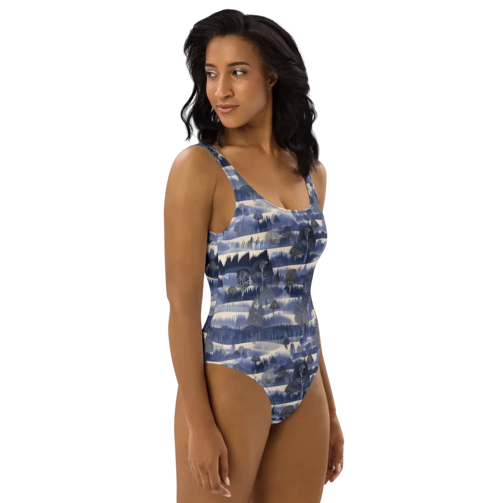 Indigo Winterwood on One-Piece Swimsuit — Right