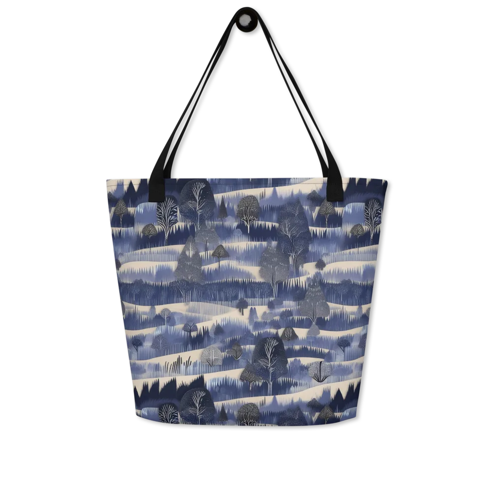 Indigo Winterwood on Large Tote Bag W/ Pocket — Front