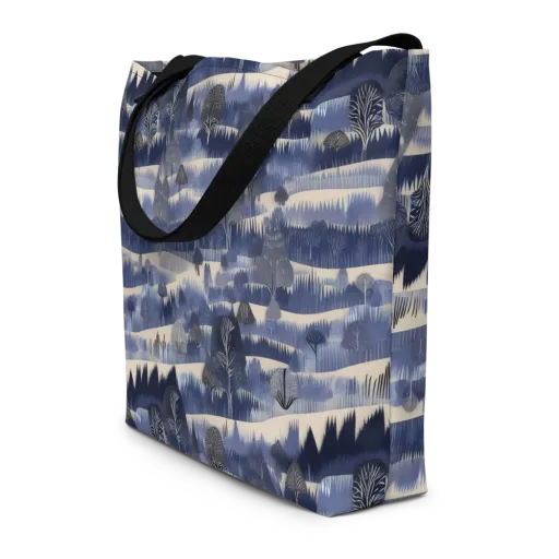 Indigo Winterwood on a Large Tote Bag W/ Pocket