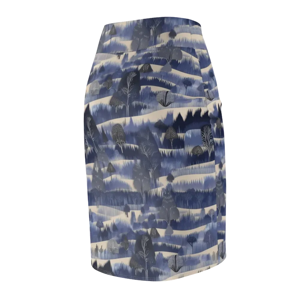 Indigo Winterwood on Pencil Skirt — Back Side