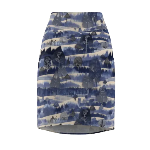 Indigo Winterwood on a Pencil Skirt