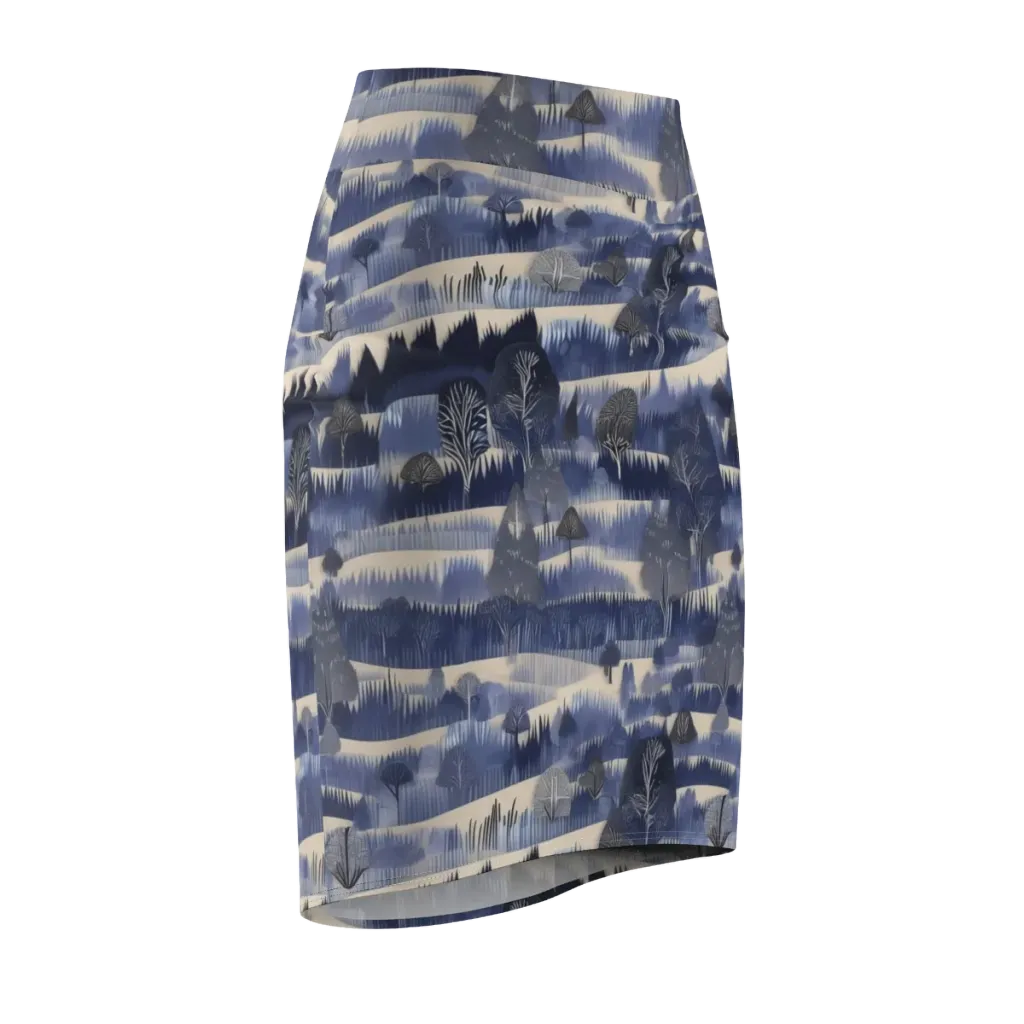 Indigo Winterwood on Pencil Skirt — Front Side