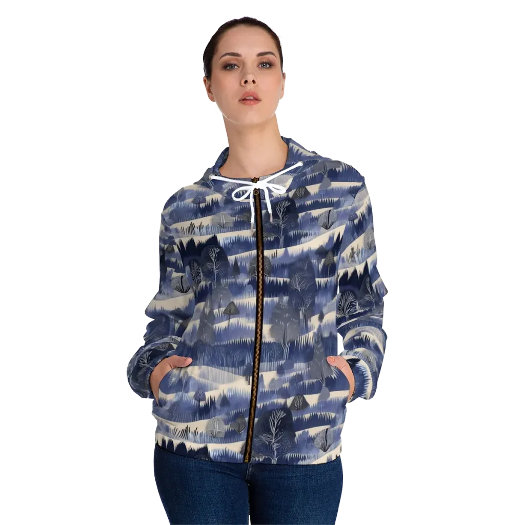 Indigo Winterwood on Women's Full-Zip Hoodie — Front On Person