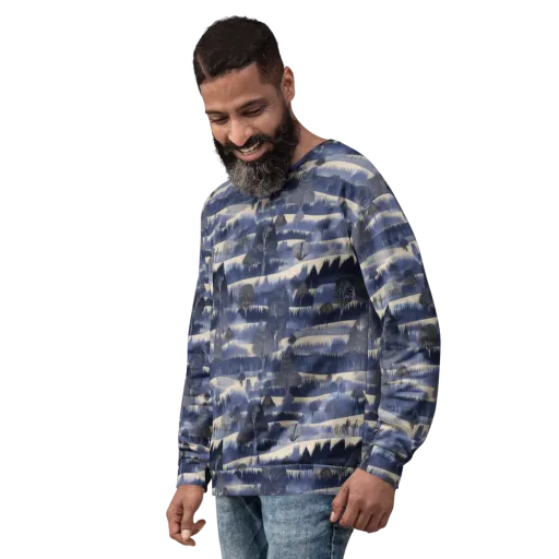 Indigo Winterwood on a Sweatshirt