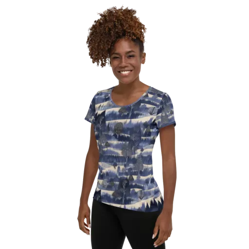 Indigo Winterwood on a Women's Athletic T-Shirt