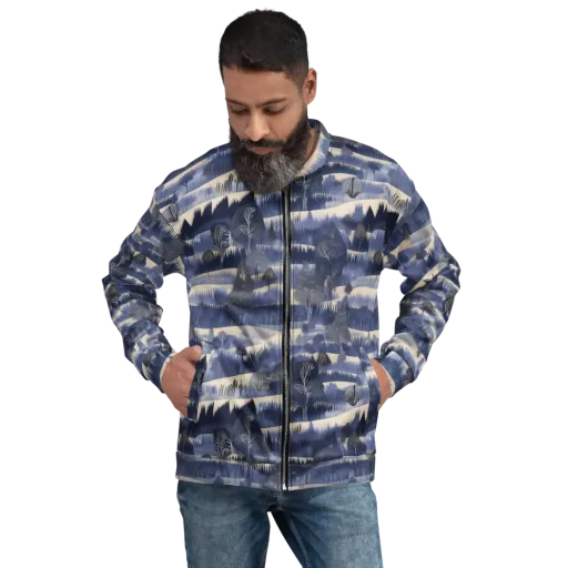 Indigo Winterwood on a Bomber Jacket