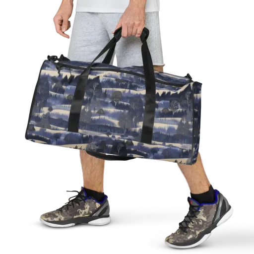 Indigo Winterwood on a Duffle Bag
