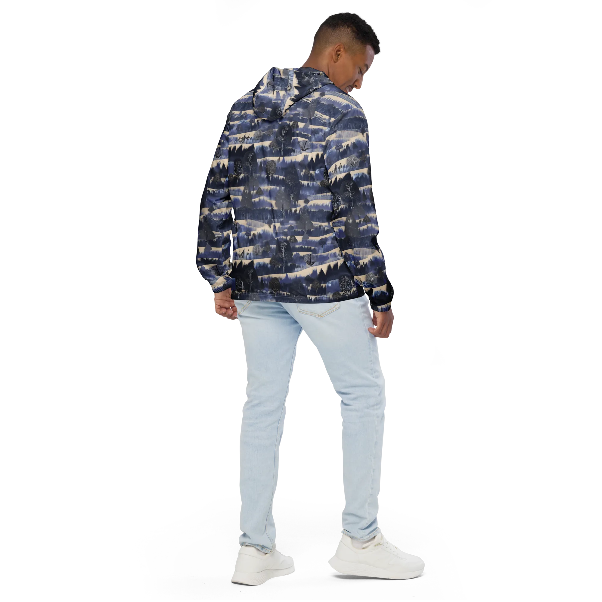 Indigo Winterwood on Men's Windbreaker — Back