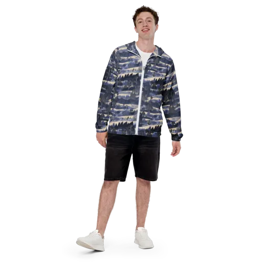 Indigo Winterwood on a Men's Windbreaker