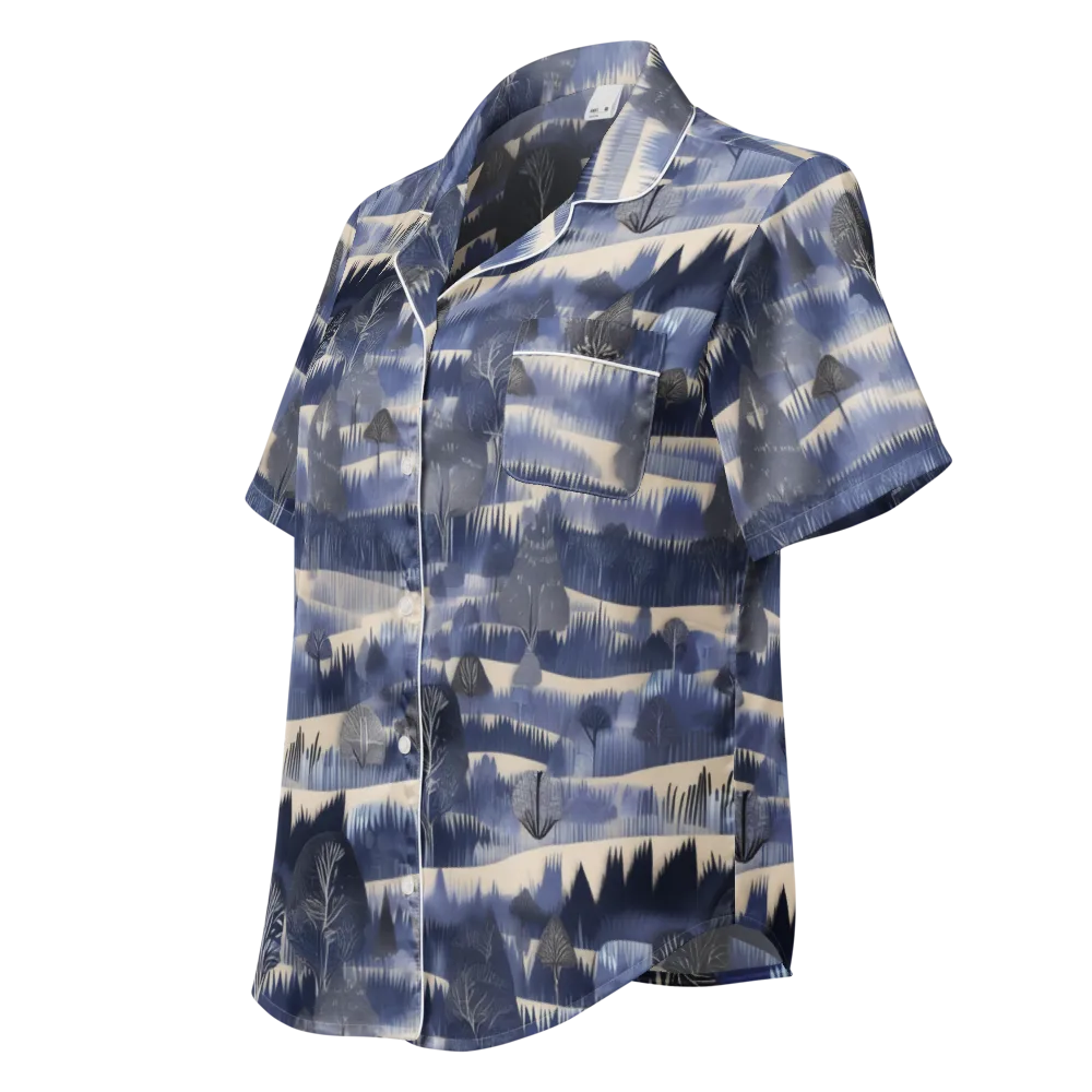 Indigo Winterwood on Women's Short Sleeve Pajama Top — Left Front