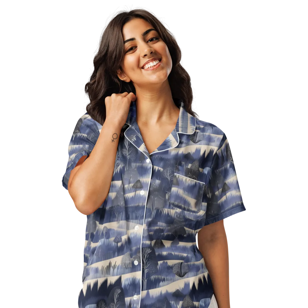 Indigo Winterwood on Women's Short Sleeve Pajama Top — Front