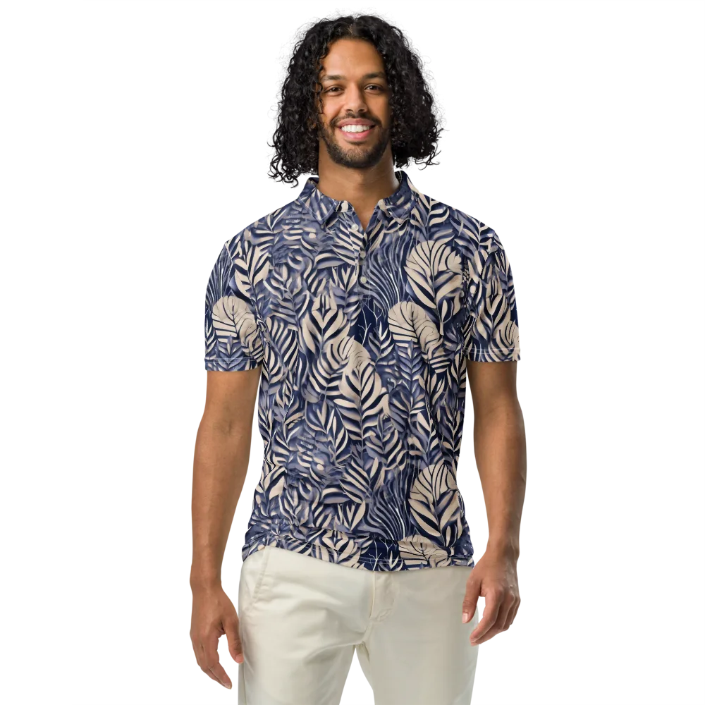Moonlit Herbarium on Men's Slim Fit Polo Shirt — Front