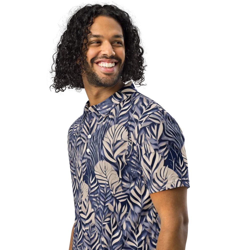 Moonlit Herbarium on Men's Slim Fit Polo Shirt — Left Front