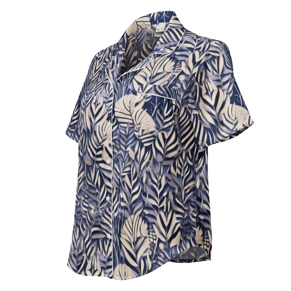 Moonlit Herbarium on Women's Short Sleeve Pajama Top — Left Front