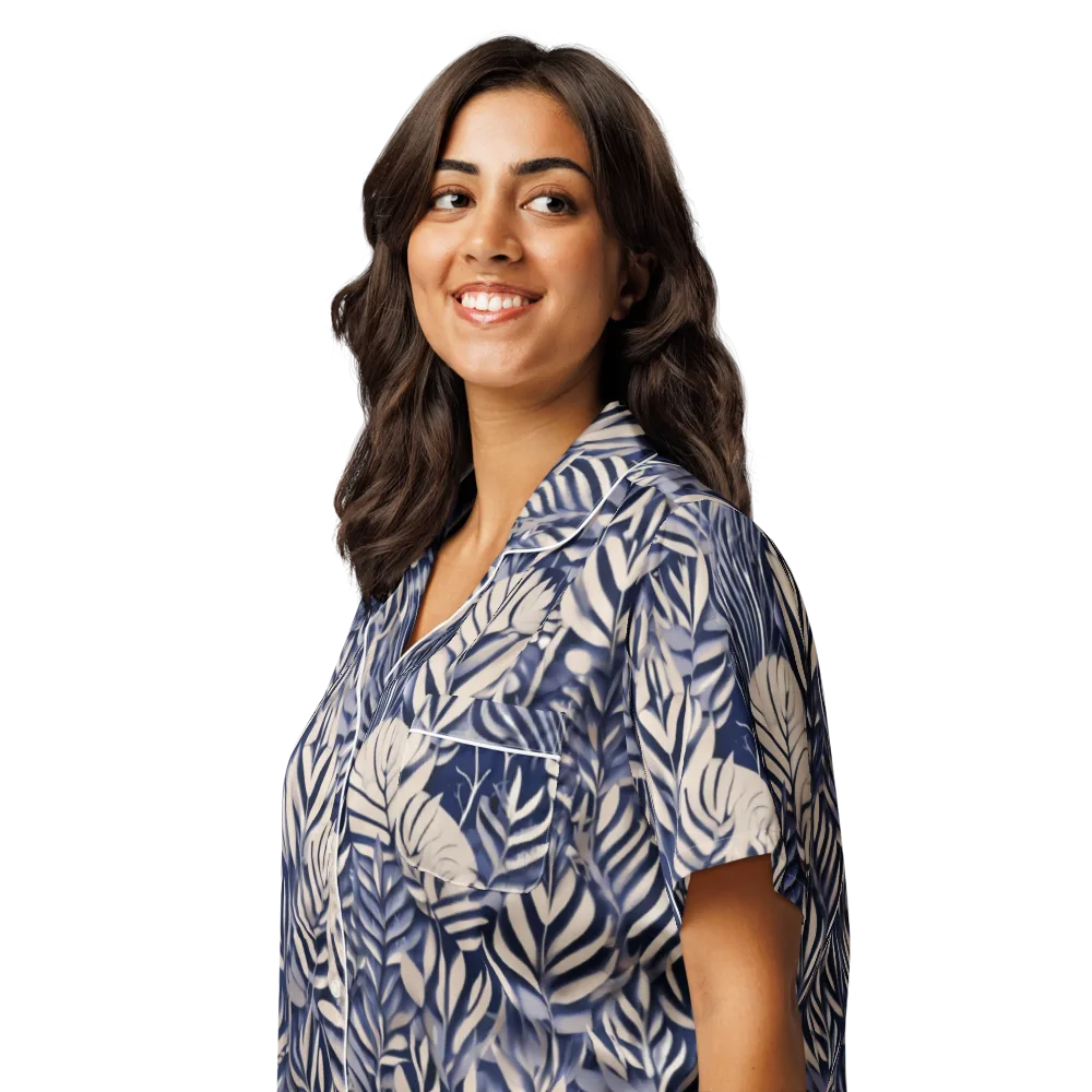 Moonlit Herbarium on Women's Short Sleeve Pajama Top — Left Front