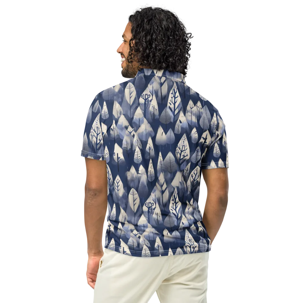 Winter Forest on Men's Slim Fit Polo Shirt — Back