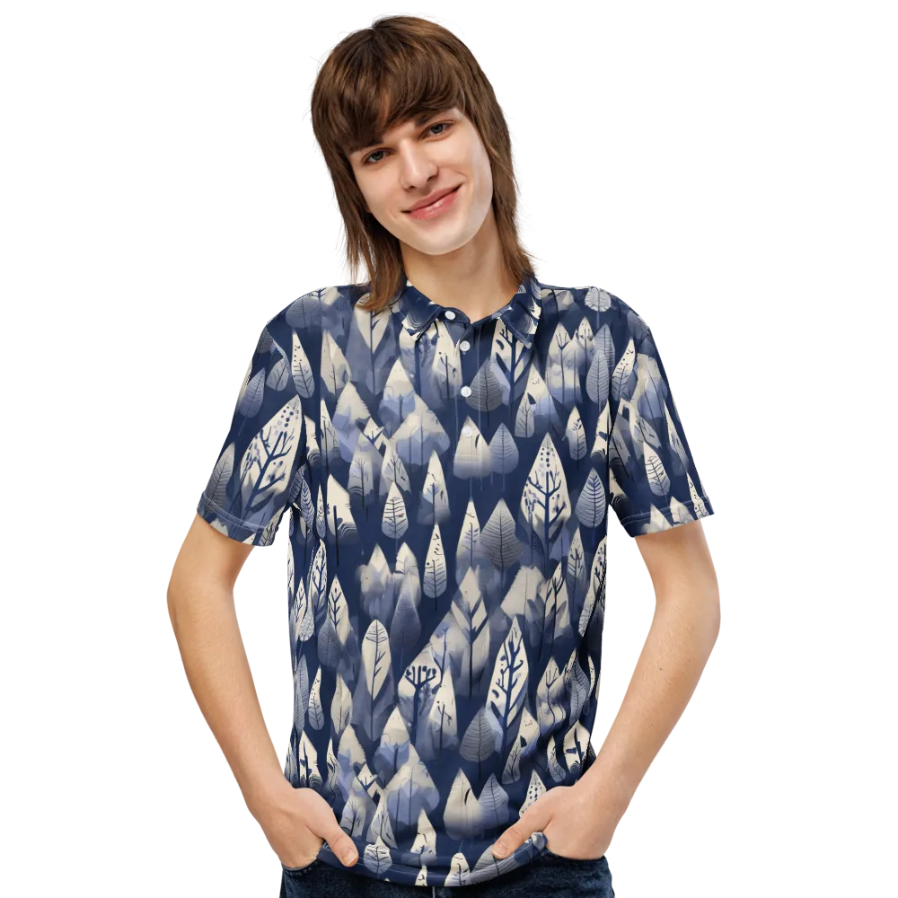 Winter Forest on Men's Slim Fit Polo Shirt — Front