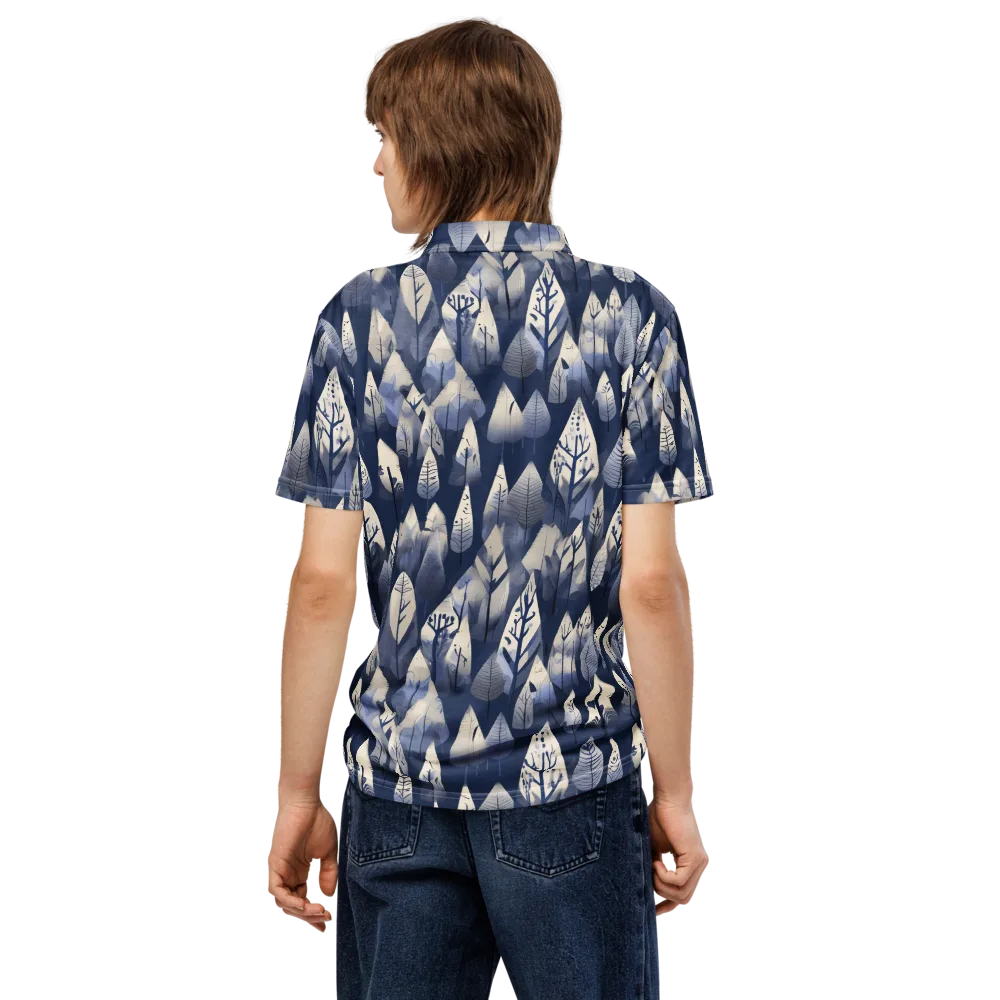 Winter Forest on Men's Slim Fit Polo Shirt — Back