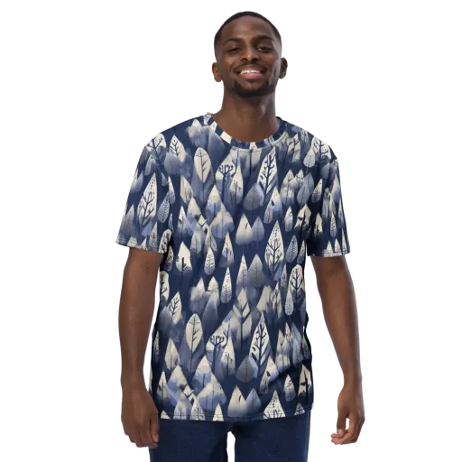 Winter Forest on a Men's Crew Neck T-Shirt