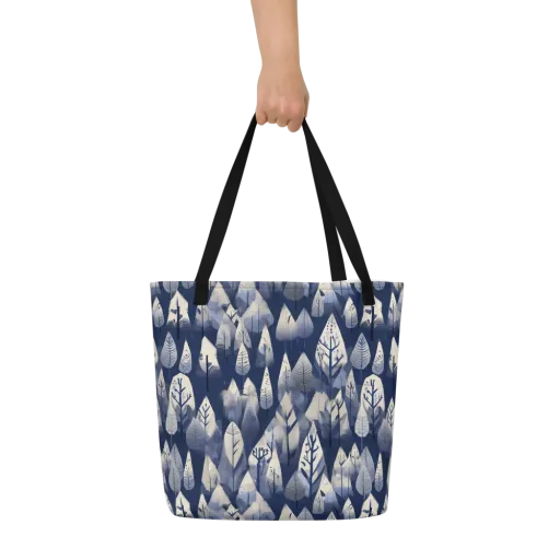 Winter Forest on a Large Tote Bag W/ Pocket