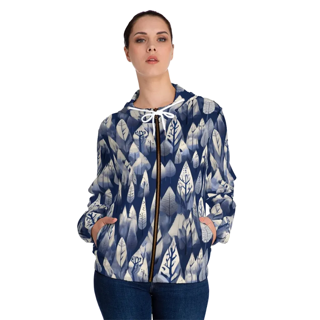 Winter Forest on Women's Full-Zip Hoodie — Front On Person