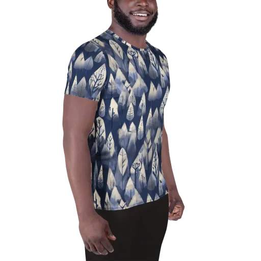 Winter Forest on a Men's Athletic T-Shirt