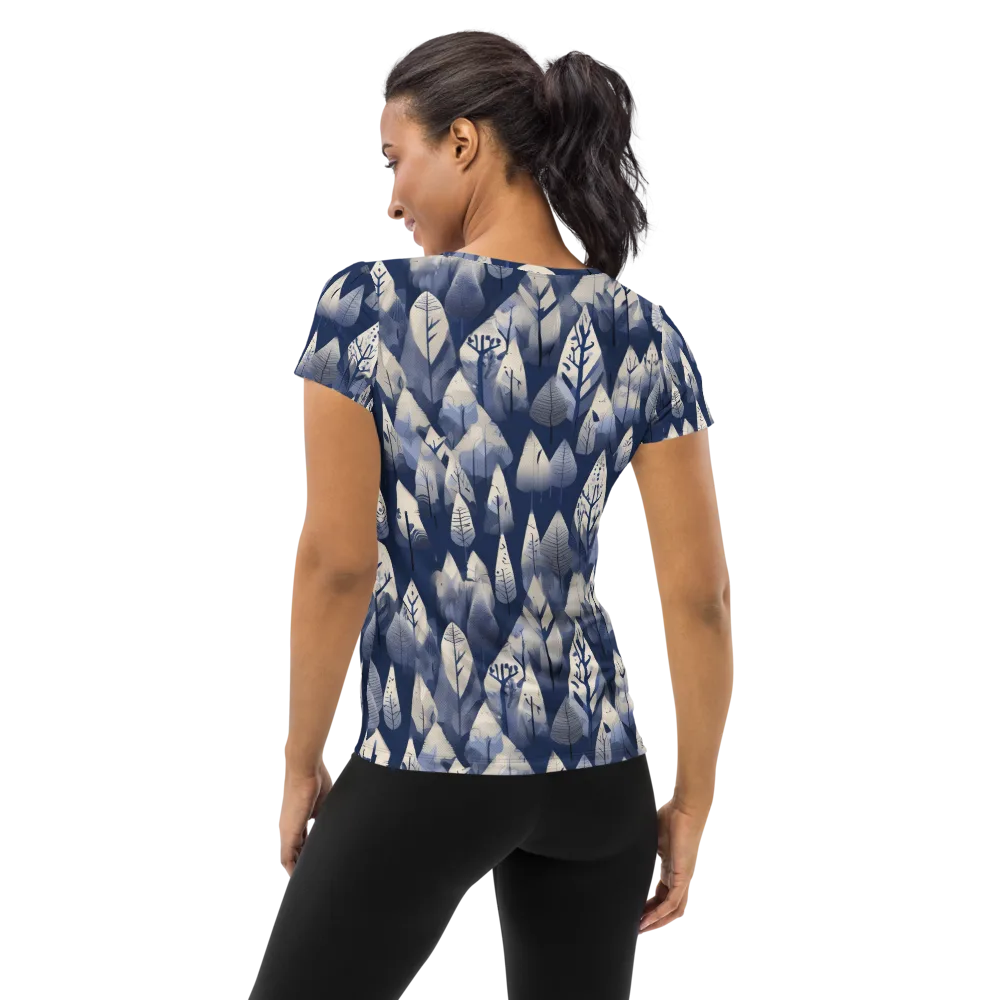 Winter Forest on Women's Athletic T-Shirt — Back