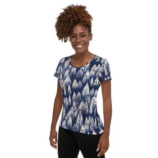 Winter Forest on a Women's Athletic T-Shirt