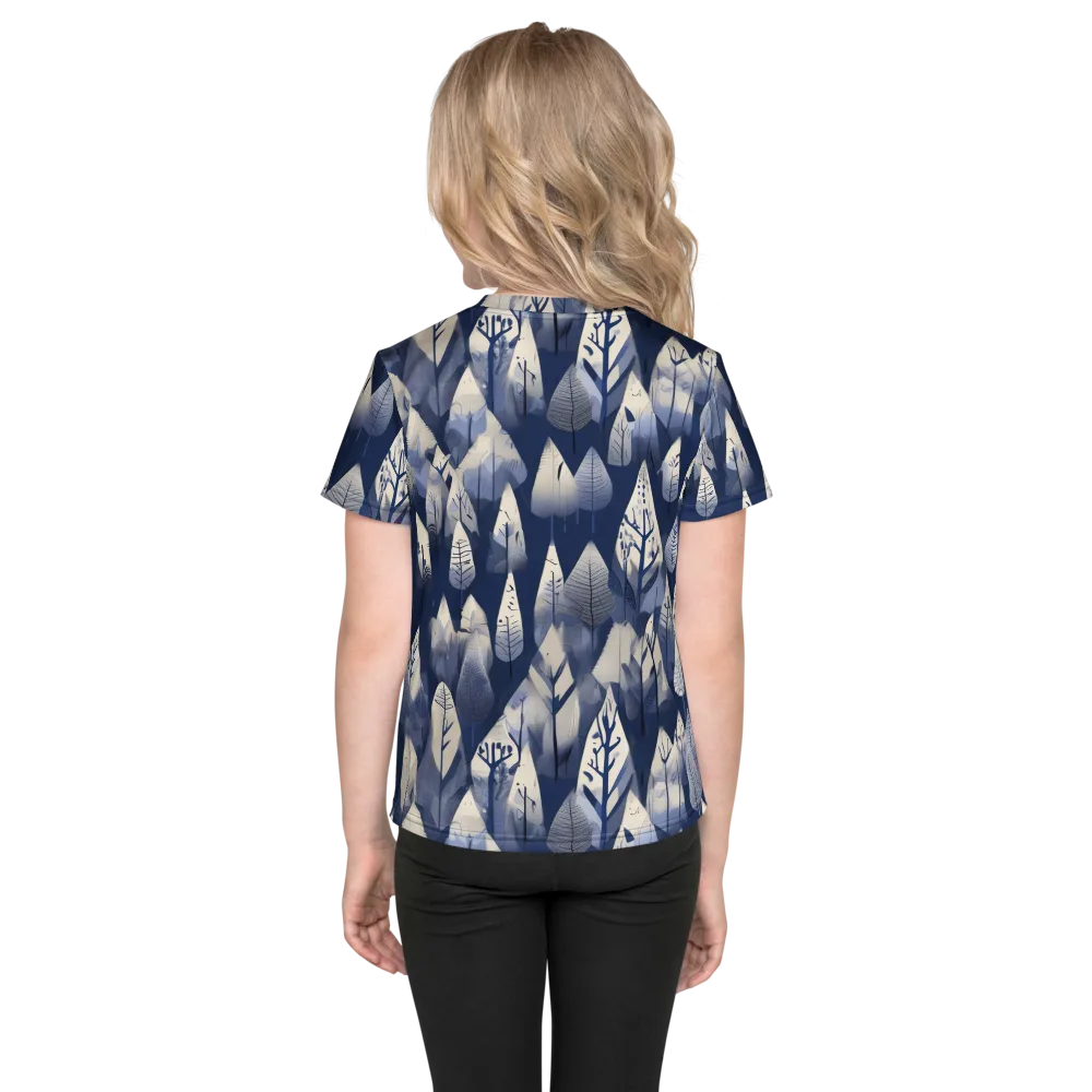 Winter Forest on Kids Crew Neck T-Shirt — Back