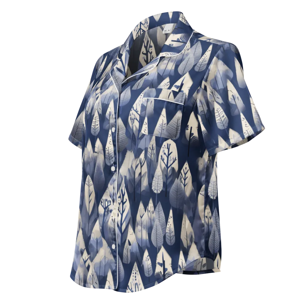 Winter Forest on Women's Short Sleeve Pajama Top — Left Front