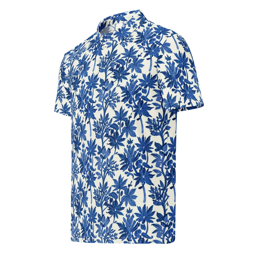 Blue Botanical on Men's Slim Fit Polo Shirt — Left Front