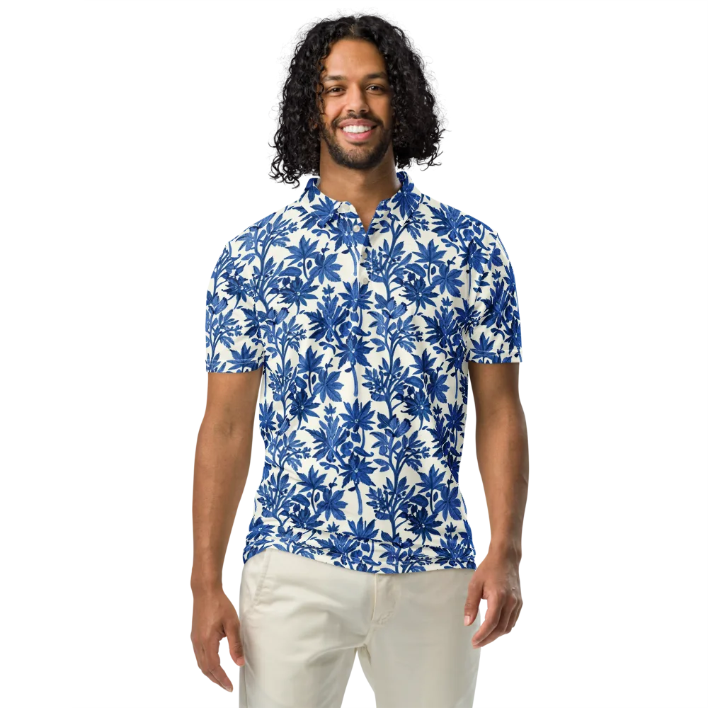 Blue Botanical on Men's Slim Fit Polo Shirt — Front