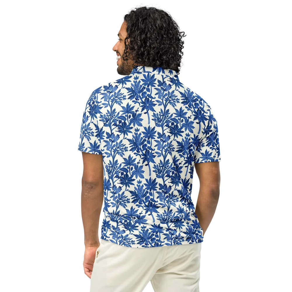 Blue Botanical on Men's Slim Fit Polo Shirt — Back