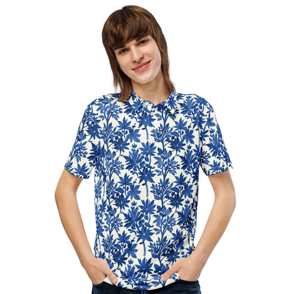Blue Botanical on Men's Slim Fit Polo Shirt — Front