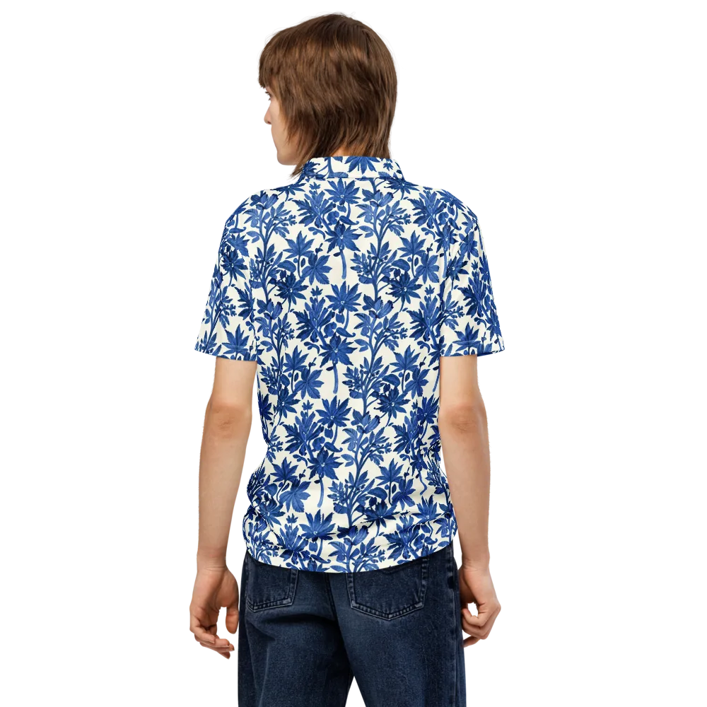 Blue Botanical on Men's Slim Fit Polo Shirt — Back